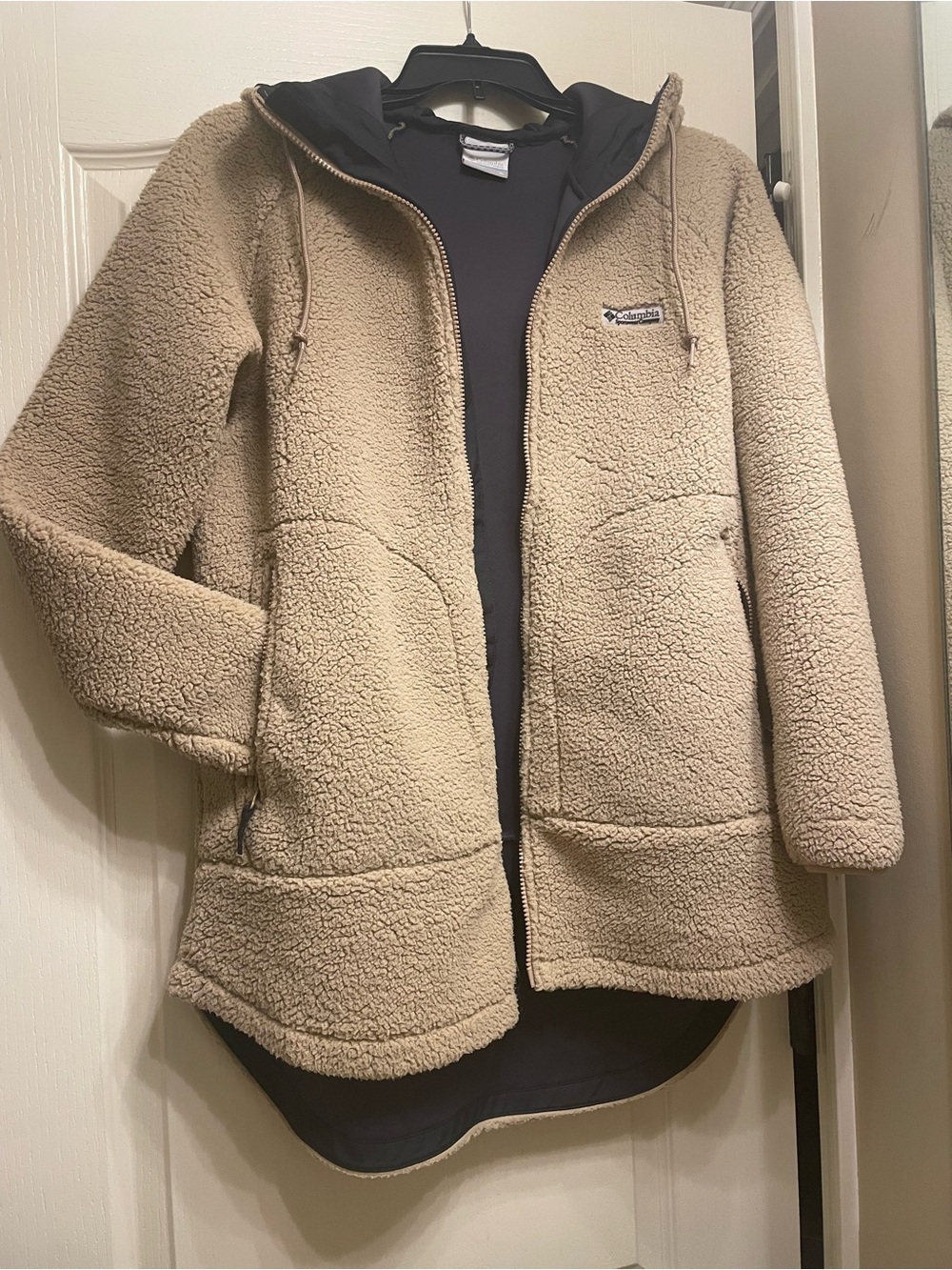 Columbia Tan Sherpa Fleece Hooded Jacket